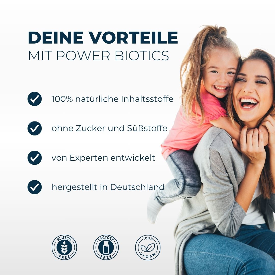 Power Biotics – Probiotisches Nahrungsergänzungsmittel für Kinder, Pulver zur Unterstützung der Darm-Hirn-Achse und Verdauung und Immunsystem
