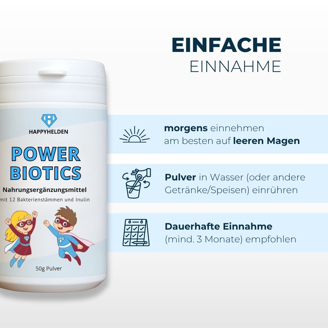 Power Biotics – Probiotisches Nahrungsergänzungsmittel für Kinder, Pulver zur Unterstützung der Darm-Hirn-Achse und Verdauung und Immunsystem
